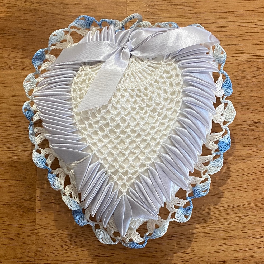 Vintage Crochet Heart with Ribbon